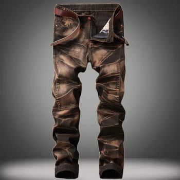 Нови мъжки дънки Модерни ежедневни директни носталгично ретро маркови дънки високо качество на мъжки Дънкови панталони Панталони