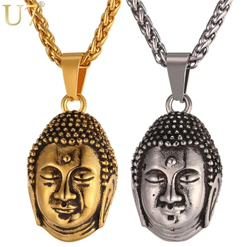 U7 Татхагата Шакямуни Огърлица За Мъже/Жени Будистки Златист Цвят Буда От Неръждаема Стомана Будизма бижута Индия Тайланд P1053