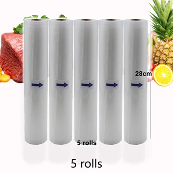 5 Ролки / Лот, Кухненски Вакуумни торби за Съхранение на Хранителни Продукти, Опаковки за Вакуум Опаковане на Хранителни Продукти 12+15+20+25+ 28 см * 500 см