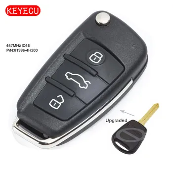 Keyecu Обновен Сгъваем Дистанционно Ключодържател 447MHz ID46 за Kia и Hyundai P / N: 81996-4H200