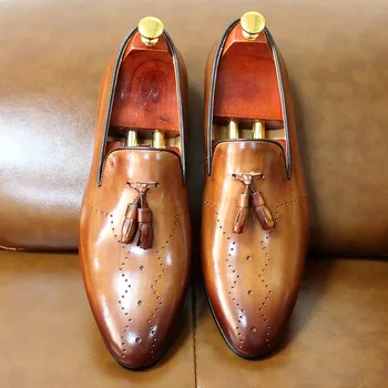 FELIX CHU/мъжки лоферы с пискюли от естествена Телешка кожа, мъжки ежедневни модел обувки за Сватбени партита, модни мъжки обувки в стил Джентльменском