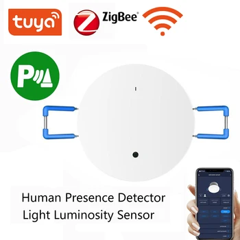 Sasha WiFi/ZigBee Детектор за присъствие на човека mmWave Сензор за откриване на радар Светлинна яркост 2 в 1 Функция за Откриване на човешкото тяло PI