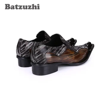 Batzuzhi/ модни мъжки кожени обувки японски тип; кожени модела обувки с остър пръсти; мъжки обувки с висока засаждане! По-големи размери 38-46