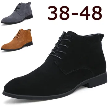 Големи мъжки обувки Martin 38-48, Дизайнерски Обувки от волска кожа, от велур, Водоустойчиви Нескользящие Ботуши, Зимни Мъжки Обувки, Ежедневни Обувки за Мъже