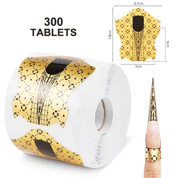 300шт Наръчник За Изкуството на Ноктите Форма на Стикер Златен Акрил UV Гел Лак Стилни Съвети за Удължаване на Ноктите Инструменти