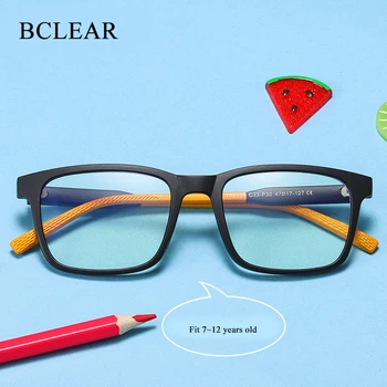 BCLEAR Анти-Синя Светлина Детски Очила Детски Квадратни TR90 Оптични Рамки за Очила, За Момчета И Момичета Компютърни Прозрачни Очила с UV400