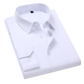 Camisas ajustadas ал hombre, camisas de manga larga simples, informales, para oficina, 2022