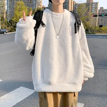 зимна hoody мъжки красива овче яке студентски руното утепленная яке за мъже корейската мода диво топло ежедневното палто