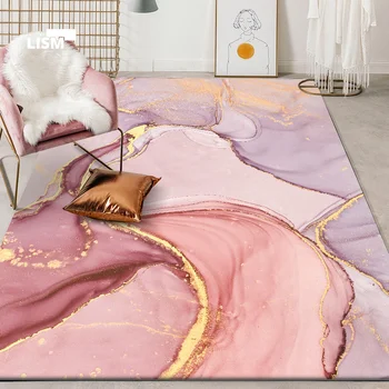 Съвременната Мода Красива Мечта Абстрактна Акварел Розово Злато Лилаво Спалня Хол Нощни Килим Врата На Мат Килим Корея