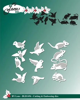 Птици и мишка Метални Режещи Печати за DIY Албум за Scrapbooking Декоративни Изделия Релеф Производство на Хартиени Картички