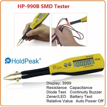 HoldPeak HP-990B SMD Тестер 36 vdc Измерване на Напрежението на Батерията Въртящи се Пинсети Led Диод Мултицет Резистор, Кондензатор Тестер