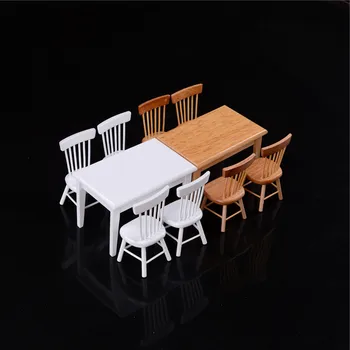 1 комплект 1/12 Мащабът е Миниатюрен Дървена маса за Хранене, Стол, Маса Комплект Мебели За Кукла къща 1:12 Кухненски Мебели За Хранене Играчки Аксесоари