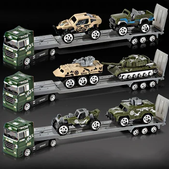 Играчка кола от сплав и пластмаса Военен автомобил на превозвача 1:64 армейски камион превозни средства метална симулация модел на превозвача подарък за бебе 1:64