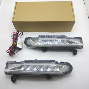 12 В един комплект LED DRL за Toyota Yaris 2017 2018 фарове за мъгла и дневни светлини на автомобила Водоустойчив ABS Кутията със завъртане siganl