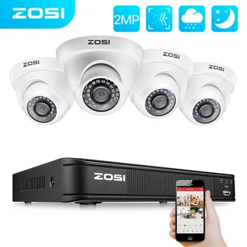 ZOSI 8CH 1080 P TVI Система за Видеонаблюдение Комплект за видео наблюдение с Камери за Сигурност, DVR Камера за Дома