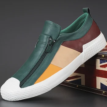YITU/ мъжки проста ежедневни Обувки в британския стил, пролетно-есенна мъжки Вулканизированная Обувки За Отдих, Луксозни дишащи лоферы, Маратонки