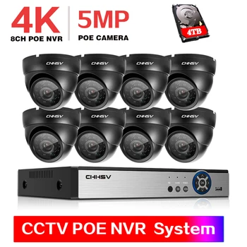 H. 265 8CH 4K 8MP 5MP POE NVR Комплект охранителна Система IR Вътрешно Външно Видеонаблюдение POE IP Куполни Камери P2P Комплект за Видеонаблюдение