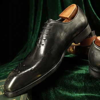 2022 Hanmce Оксфордские Мъжки Обувки От Естествена Телешка Кожа 2 Цвята Луксозен Мъжки Обувки