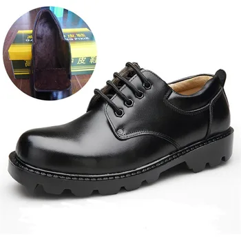 Мъжки обувки Големи Размери, Ежедневни Мъжки Обувки От Естествена Кожа В Британския Стил, Офицерская Обувки От Волска Кожа, мъжки Зимни Топла Кожа Плюшен Черна
