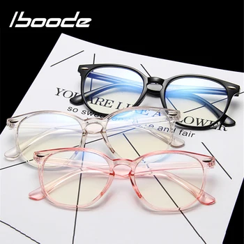iboode Рамки За Очила Дамски Мъжки Ретро Кръгли Рамки За Очила, Прозрачни Анти UV Оптични Очила с Прозрачни Лещи, Рамки За Очила