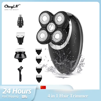 CkeyiN 4 в 1 Електрическа машина за подстригване на коса Мъжки Тример за оформяне на Брада, Безжична Машина За Бръснене, Окосмяване в Носа и Ушите, Акумулаторна батерия Комплект За Грижа за фризьор