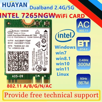 Двойна лента процесор Intel sem fio 7265, intel 7256ngw 802.11 ac 867 Mbps с + bluetooth 4.0 ngff m.2 placa wifi wlan intel 7265AC wi-fi cartão