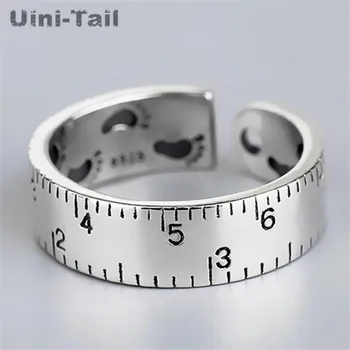 Uini-Tail горещо предложение, Тибетское сребро 925 проба, индивидуален дизайн, цифрова линия, отворен пръстен, творчески моден тренд, висококачествени бижута
