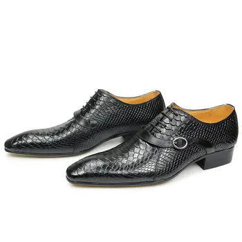 Мъжки Обувки Елегантен Офис Ежедневни Oxfords От Естествена Кожа, Ръчна Изработка С Високо Качество Сватбена Вечерна Рокля Обувки Гумена Подметка Черен